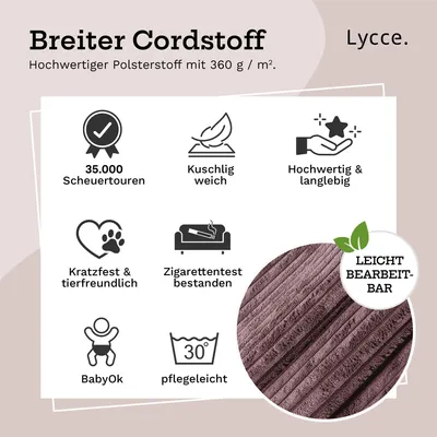 Produktbild von Lycce Cordstoff Meterware | 35.000 Scheuertouren | Tierfreundlich & kratzresistent | 1 lfm x 1,40 m breiter Polsterstoff für Möbel, Kissenbezüge und andere DIY Projekte | 360 g / m² | versch. Farben, Farbe:altrosa