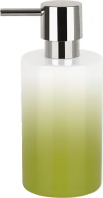 Produktbild von Spirella Seifenspender "Tube" | mit Pumpe | Flüssigseifen-Spender | Porzellan | 300ml | Langliebig und Robust | Grün / Weiß