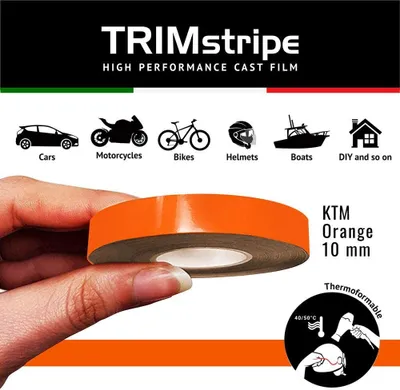 Image de Bande autocollante décorative pour voitures, KTM Orange, 10 mm x 10 m