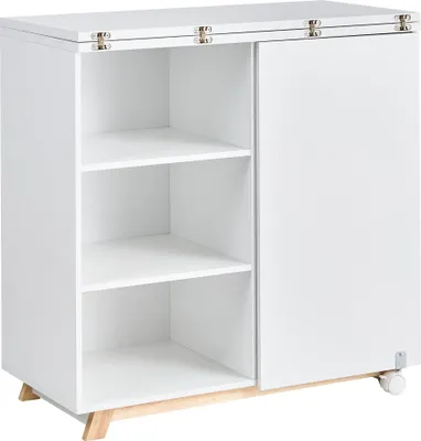 Produktbild von BELIANI Sekretär Weiß Faserplatte 80 x 40 / 80 cm Multifunktional mit Stauraum Klappbar Faltbar Schrank Schreibtisch Klapptisch Homeoffice Büro