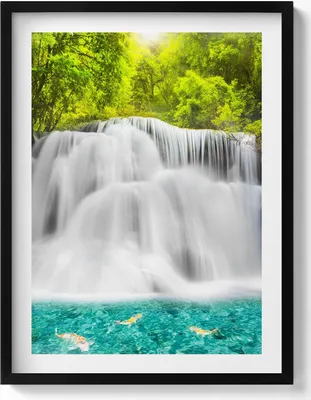 Produktbild von Huai Mae Khamin Wasserfall in Thailand– Wandbild mit Rahmen – Gerahmtes Bild  – Wanddekoration – 60x80 cm –  Schwarz Rahmen