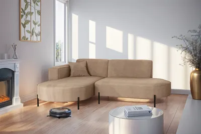 Produktbild von Ecksofa Designersofa VALENCIA XS in Stoff Noel Beige Ottomane Links