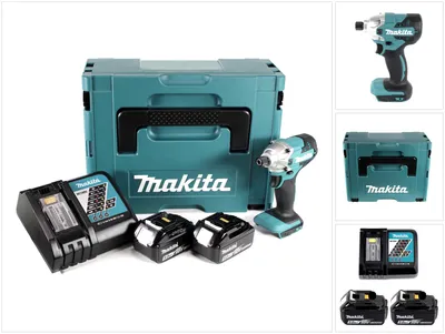 Zdjęcie produktu dla Makita DTD 156 RTJ akumulatorowy klucz udarowy 18V 155Nm + 2x akumulator 5.0Ah + ładowarka + Makpac