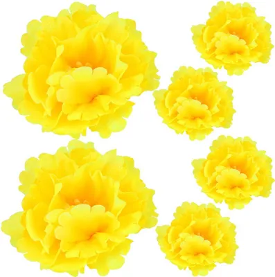 Produktbild von Dekolo Künstliche Blumen Dekorative Pflanzen Deko Blütenköpfe Nelken für die Hochzeit Gelb