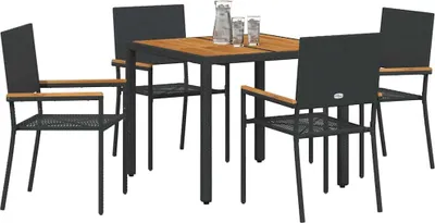 Image de vidaXL Ensemble de jardin pour 5 personnes, noir, en résine tressée