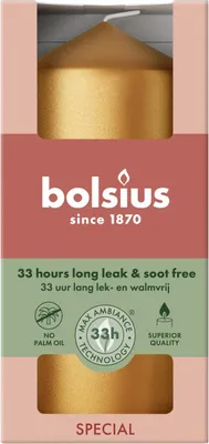 Produktbild von Bolsius Stumpenkerze metallic gold 12 cm Ø 5,8 cm