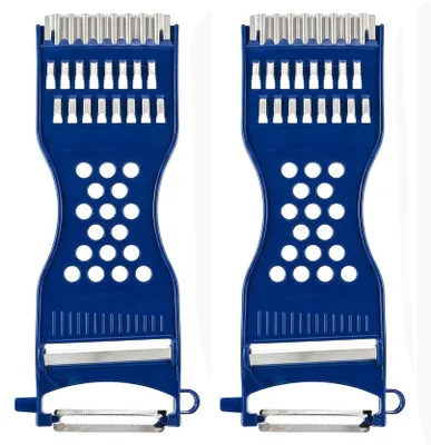 Produktbild von 6-in-1 Multifunktions-Sparschäler - Gemüseschneider und Julienneschneider für Obst und Gemüse - 2 Stück - Blau