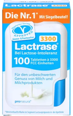 Productafbeelding van Lactase 3300 voor mensen met lactose-intolerantie, tabletten, 100 stuks