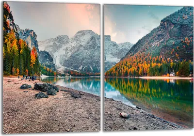 Obrázok produktu pre Sada krycích dosiek na sporák 2x40x52 cm sklokeramický kryt varnej dosky sklenený splashback, krajina hory