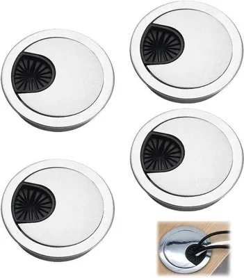 Zdjęcie produktu dla Przepust kablowy do biura, średnica 60 mm, 4 sztuki – metalowy – komputer – stanowisko pracy