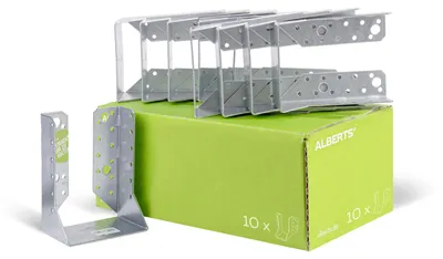 Zdjęcie produktu dla Alberts 848286 Nakładka na belkę, typ B, ocynkowana metodą Sendzimira, 100 x 140 mm, zestaw 10 sztuk