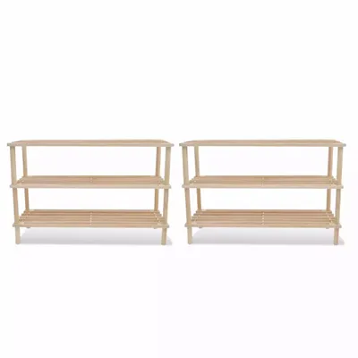 Immagine prodotto di vidaXL Portascarpe a 3 ripiani 2 pz. Legno massiccio di abete