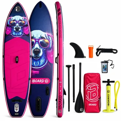 Productafbeelding van iBOARD 11' SUP board voor honden, 335 cm, opblaasbaar, complete set, maximaal gewicht 155 kg