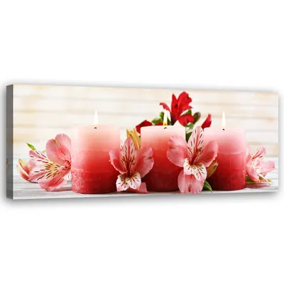 Produktbild von Leinwandbild Blumen Zen-Kerzen Rote 120x40 Feeby Rosa bild für die wand bereit zum aufhängen