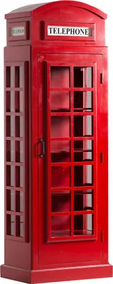 Produktbild von Vitrine rote Telefonzelle London Style Barschrank Bücherregal Holz Unikat