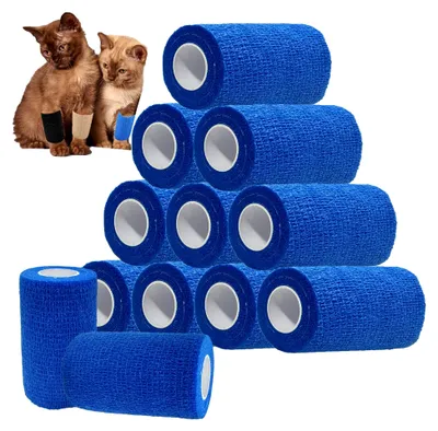 Produktbild von Selbstklebender Verband, 7,5 cm x 4,5 m, Vliesstoff, selbsthaftende Bandage für Mensch und Tier, flexible elastische Binde für Sport und Haustiere (Blau)