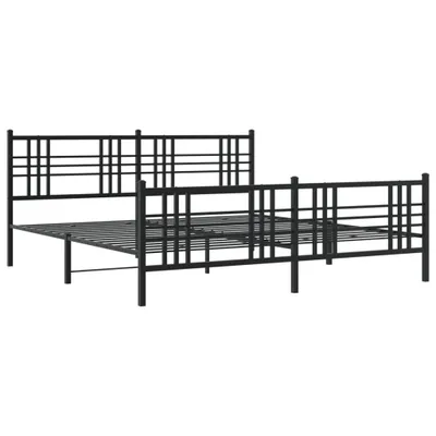 Produktbild von Bettgestell mit Kopf- und Fußteil Metall Schwarz 183x213 cm