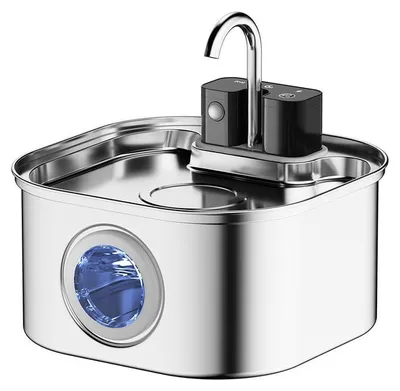 Produktbild von Katzen Trinkbrunnen 3,2L Quadrat Wasserhahn, Sensor 4200mAh, Automatischer Katzenbrunnen mit 3 Modi, Edelstahl, USB-C, Leiser Trinkbrunnen für Katzen und Hunde