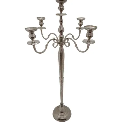 Produktbild von Kerzenständer Kerzenhalter Brush silber 144cm 5-armig
