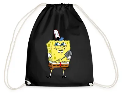 Produktbild von Spreadshirt SpongeBob Schwammkopf Burger Braten Turnbeutel, One size, Schwarz