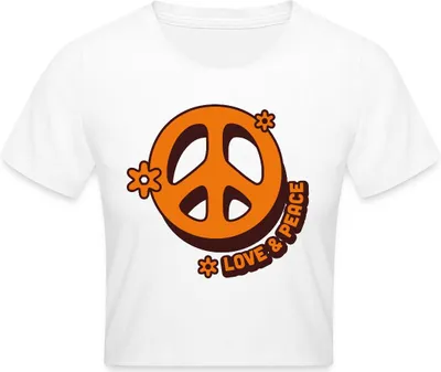 Produktbild von Spreadshirt Love And Peace Retro Hippie Style Design Y2K Crop Top, XS, Weiß