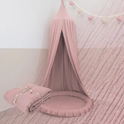 Immagine prodotto di Baldacchino Rosa cipria senza applicazione dorata - Cielo letto per cameretta