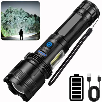 LED-Taschenlampe 100.000 Lumen, 7 Modi, Zoom, IPX6, Camping
