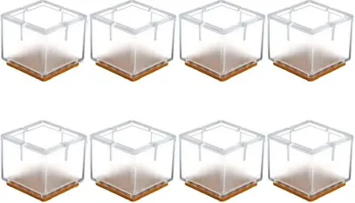 Produktbild von Stuhlbein-Bodenschutz, 8 Stück transparente Silikon-Tischmöbelbein-Spitzenabdeckung, Filzpad, Kratzschutz, Holzbodenschutz (Quadrat)