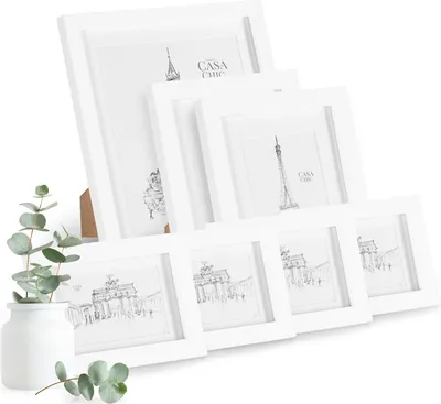 Produktbild von Casa Chic Bilderrahmen, Holz & Glas, Hoch- & Querformat, mit Passepartout, für Stand- & Wandmontage, 2 Bildausschnitte, Staub- & Kratzschutz, Gesamtmaße 34x29x2cm, Rahmen 2x2cm, verschiedene Farben, hochwertige Qualität