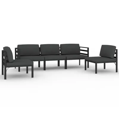 Immagine prodotto di Set da giardino 5 pezzi vidaXL con cuscini, alluminio antracite