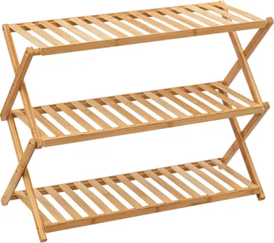 Zdjęcie produktu dla Szafka na buty wąska, bambusowa, 70,5 x 28,5 x 52,5 cm