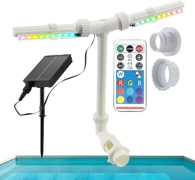 Obrázek produktu pro Bazén, fontána, vodopád se 7-barevnou solární LED, s dvojitou hlavicí, vhodný pro nadzemní i vestavěné bazény, dekorace pro relaxaci a oslavy