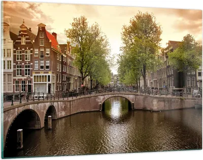 Produktbild von Bilder auf glas - Kanal Wasser Amsterdam Fahrrad - 120x80cm - Glasbilder - Wandbilder - Kunstdruck - zum Aufhängen bereit - Wanddekoration aus Glas - Glas Bilder - Wandbild auf Glas - GAA120x80-2697