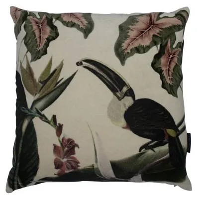 Image de Coussin Mars & More, velours, motif toucan exotique, 45x45 cm