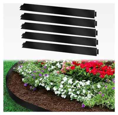 Produktbild von Metallrasenkante 20m Beeteinfassung Verzinkt 100x15cm Beetumrandung Mähkante als Wurzelsperre, Profilkante, Schwarz