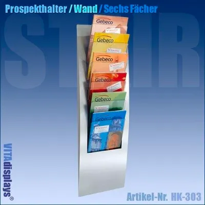 Produktbild von Wandprospekthalter STAIR / Display mit sechs Fächern