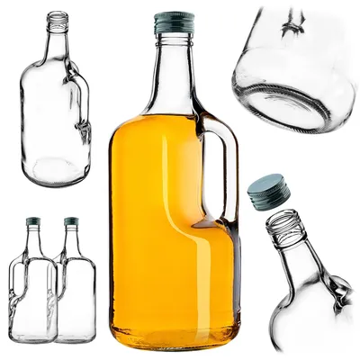 Glasflaschen 1,75 l, 2 Stück, mit Henkel und Schraubverschluss