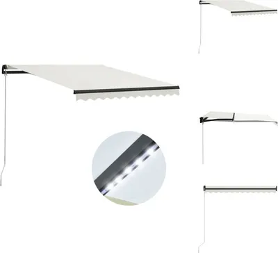Obrázok produktu pre vidaXL Markíza ručne výsuvná s LED 300x250 cm krémová - Markízy