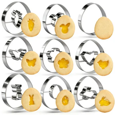 Produktbild von Ausstechformen Ostern Set 9 Stück Osterhase Osterei Küken Schmetterling Edelstahl