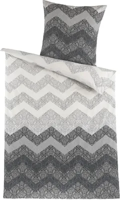Produktbild von Optidream Renforcé Bettwäsche 135 x 200 cm Bettbezug Kopfkissenbezug 80 x 80 cm Nelio grau / silber / weiss