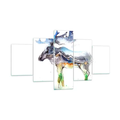 Produktbild von Bilder auf glas - Moose Berge Winter illustration - 125x70cm - Glasbilder - Wandbilder - Kunstdruck - zum Aufhängen bereit - Wanddekoration aus Glas - Glas Bilder - Wandbild auf Glas - GEA125x70-3041