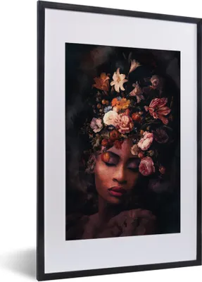 Produktbild von MuchoWow® MuchoWow® Gerahmtes Poster Flora - Frauen - Farben 40x60 cm - Poster mit zchwarzem Bilderrahmen - Poster in Rahmen