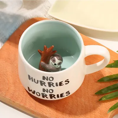 Produktbild von 3D Keramische Kaffeetasse - Einzigartiges Handgemachtes Faultier Geschenk