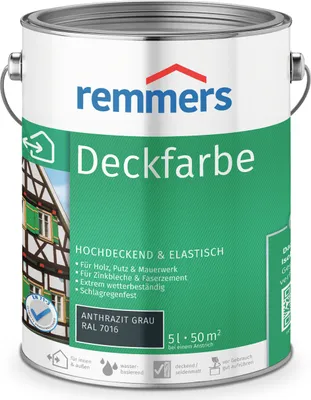 Produktbild von Remmers Deckfarbe anthrazitgrau (RAL 7016) 5 l, Holzlack