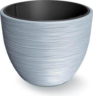 A light gray planter with a black inner pot, shown against a white background.