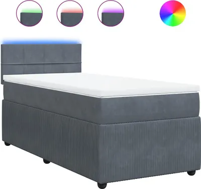 Image de vidaXL Lit boxspring avec matelas gris foncé 90x190 cm velours