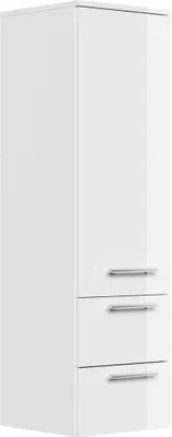 Produktbild von Hochschrank 120 cm weiss hochglanz mit Glaseinlagen : Weiss hochglanz Varianten: Weiss hochglanz