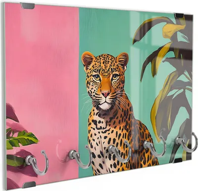 Produktbild von DEQORI Schlüsselbrett Glas 30x20 cm 'Tropenwäsche' Schlüssel Halter Board Haken