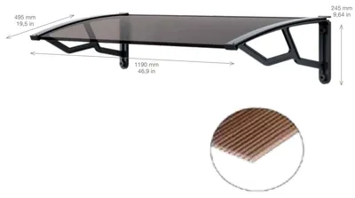 Obrázek produktu pro Vchodová stříška 50x120cm, kouřová