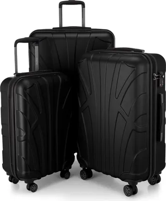 Produktbild von Suitline - 3er Kofferset Rollkoffer Hartschalenkoffer 4 Rollen Handgepäck-Trolley und Aufgabegepäck Koffer erweiterbar Travel Luggage Gepäck Set Hardcase ABS, TSA,Schwarz